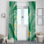 Plumeria Polynesian Green Glitter Pattern Window Curtain