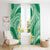 Plumeria Polynesian Green Glitter Pattern Window Curtain