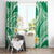 Plumeria Polynesian Green Glitter Pattern Window Curtain