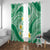 Plumeria Polynesian Green Glitter Pattern Window Curtain