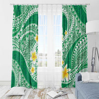 Plumeria Polynesian Green Glitter Pattern Window Curtain LT01 - Polynesian Pride