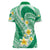 Plumeria Polynesian Green Glitter Pattern Women Polo Shirt