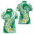 Plumeria Polynesian Green Glitter Pattern Women Polo Shirt