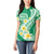 Plumeria Polynesian Green Glitter Pattern Women Polo Shirt