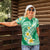 Plumeria Polynesian Green Glitter Pattern Women Polo Shirt