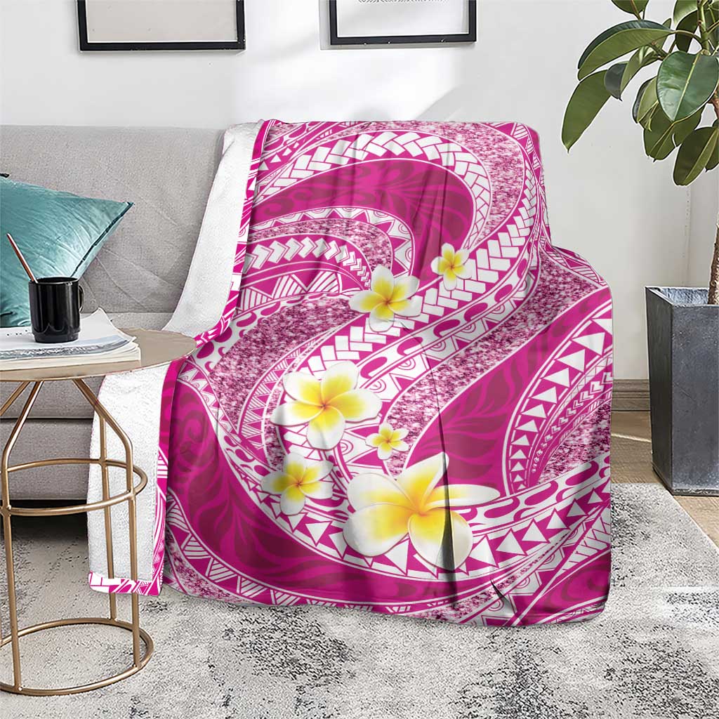 Plumeria Polynesian Pink Glitter Pattern Blanket LT01 - Polynesian Pride