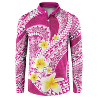 Plumeria Polynesian Pink Glitter Pattern Button Sweatshirt LT01 Pink - Polynesian Pride