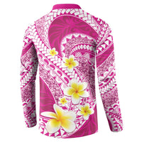 Plumeria Polynesian Pink Glitter Pattern Button Sweatshirt LT01 - Polynesian Pride