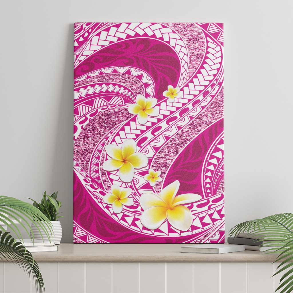 Plumeria Polynesian Pink Glitter Pattern Canvas Wall Art LT01 - Polynesian Pride