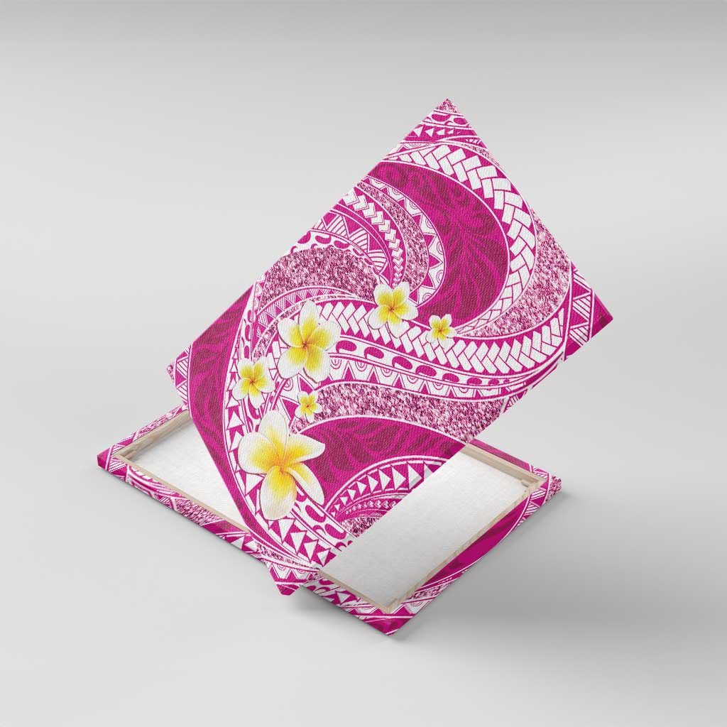 Plumeria Polynesian Pink Glitter Pattern Canvas Wall Art LT01 With Frame Pink - Polynesian Pride