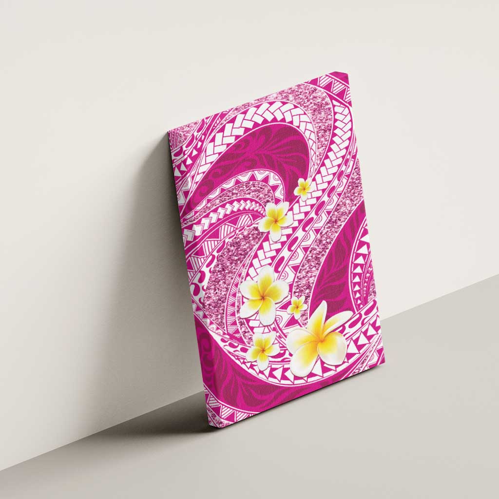 Plumeria Polynesian Pink Glitter Pattern Canvas Wall Art LT01 - Polynesian Pride