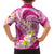 Plumeria Polynesian Pink Glitter Pattern Family Matching Off Shoulder Short Dress and Hawaiian Shirt