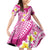 Plumeria Polynesian Pink Glitter Pattern Family Matching Off Shoulder Short Dress and Hawaiian Shirt