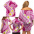 Plumeria Polynesian Pink Glitter Pattern Family Matching Off Shoulder Short Dress and Hawaiian Shirt