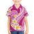 Plumeria Polynesian Pink Glitter Pattern Family Matching Off Shoulder Short Dress and Hawaiian Shirt