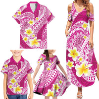 Plumeria Polynesian Pink Glitter Pattern Family Matching Summer Maxi Dress and Hawaiian Shirt LT01 - Polynesian Pride