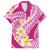 Plumeria Polynesian Pink Glitter Pattern Family Matching Summer Maxi Dress and Hawaiian Shirt