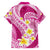 Plumeria Polynesian Pink Glitter Pattern Family Matching Summer Maxi Dress and Hawaiian Shirt