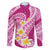 Plumeria Polynesian Pink Glitter Pattern Family Matching Summer Maxi Dress and Hawaiian Shirt