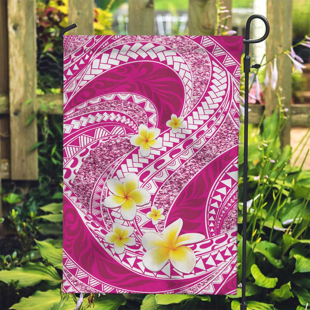 Plumeria Polynesian Pink Glitter Pattern Garden Flag LT01 Garden Flag Pink - Polynesian Pride
