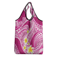 Plumeria Polynesian Pink Glitter Pattern Grocery Bag LT01 - Polynesian Pride