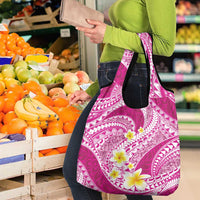 Plumeria Polynesian Pink Glitter Pattern Grocery Bag LT01 - Polynesian Pride
