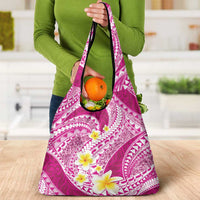 Plumeria Polynesian Pink Glitter Pattern Grocery Bag LT01 - Polynesian Pride