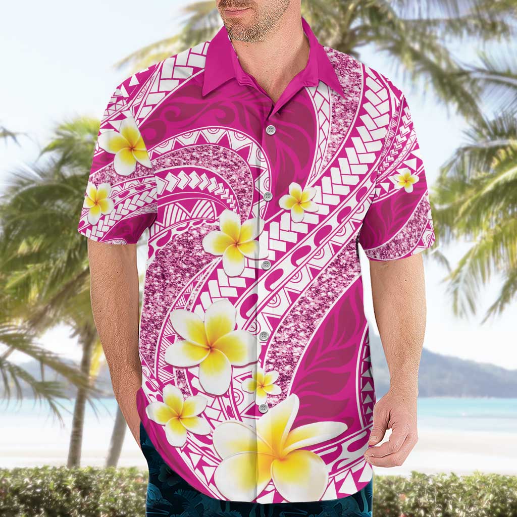 Plumeria Polynesian Pink Glitter Pattern Hawaiian Shirt LT01 - Polynesian Pride