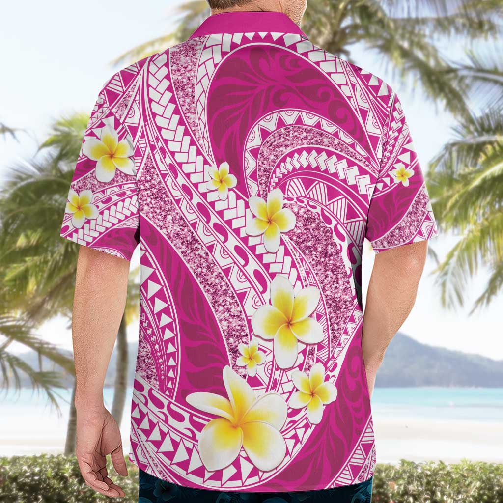 Plumeria Polynesian Pink Glitter Pattern Hawaiian Shirt LT01 - Polynesian Pride