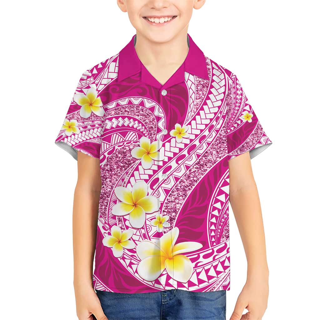 Plumeria Polynesian Pink Glitter Pattern Hawaiian Shirt LT01 - Polynesian Pride