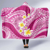 Plumeria Polynesian Pink Glitter Pattern Hooded Blanket LT01 One Size Pink - Polynesian Pride