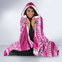 Plumeria Polynesian Pink Glitter Pattern Hooded Blanket LT01 - Polynesian Pride