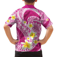 Plumeria Polynesian Pink Glitter Pattern Kid Hawaiian Shirt