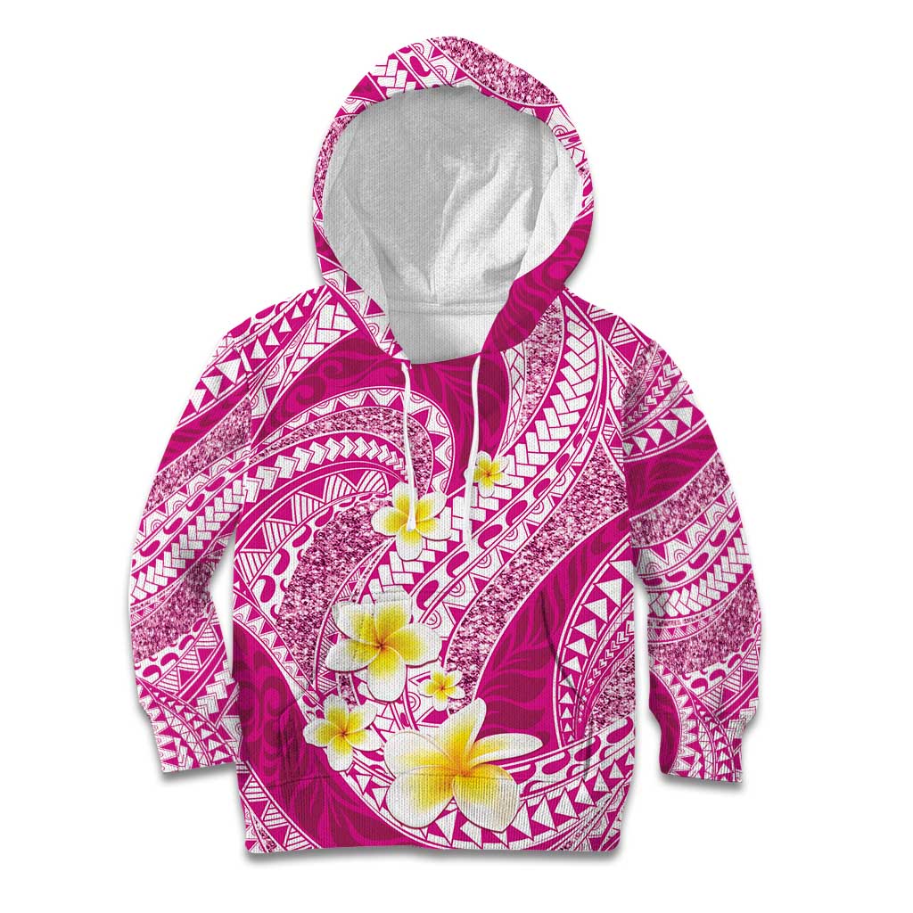 Plumeria Polynesian Pink Glitter Pattern Kid Hoodie