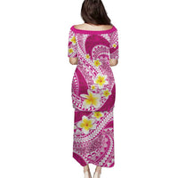 Plumeria Polynesian Pink Glitter Pattern Puletasi LT01 - Polynesian Pride