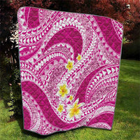 Plumeria Polynesian Pink Glitter Pattern Quilt