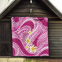 Plumeria Polynesian Pink Glitter Pattern Quilt