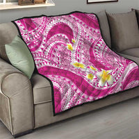Plumeria Polynesian Pink Glitter Pattern Quilt