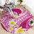 Plumeria Polynesian Pink Glitter Pattern Round Carpet