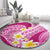 Plumeria Polynesian Pink Glitter Pattern Round Carpet