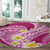 Plumeria Polynesian Pink Glitter Pattern Round Carpet