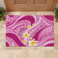 Plumeria Polynesian Pink Glitter Pattern Rubber Doormat LT01 Pink - Polynesian Pride