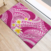 Plumeria Polynesian Pink Glitter Pattern Rubber Doormat LT01 - Polynesian Pride