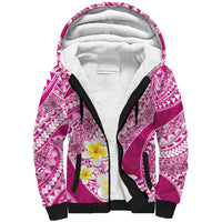 Plumeria Polynesian Pink Glitter Pattern Sherpa Hoodie LT01 Unisex Pink - Polynesian Pride