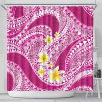 Plumeria Polynesian Pink Glitter Pattern Shower Curtain