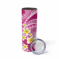 Plumeria Polynesian Pink Glitter Pattern Skinny Tumbler