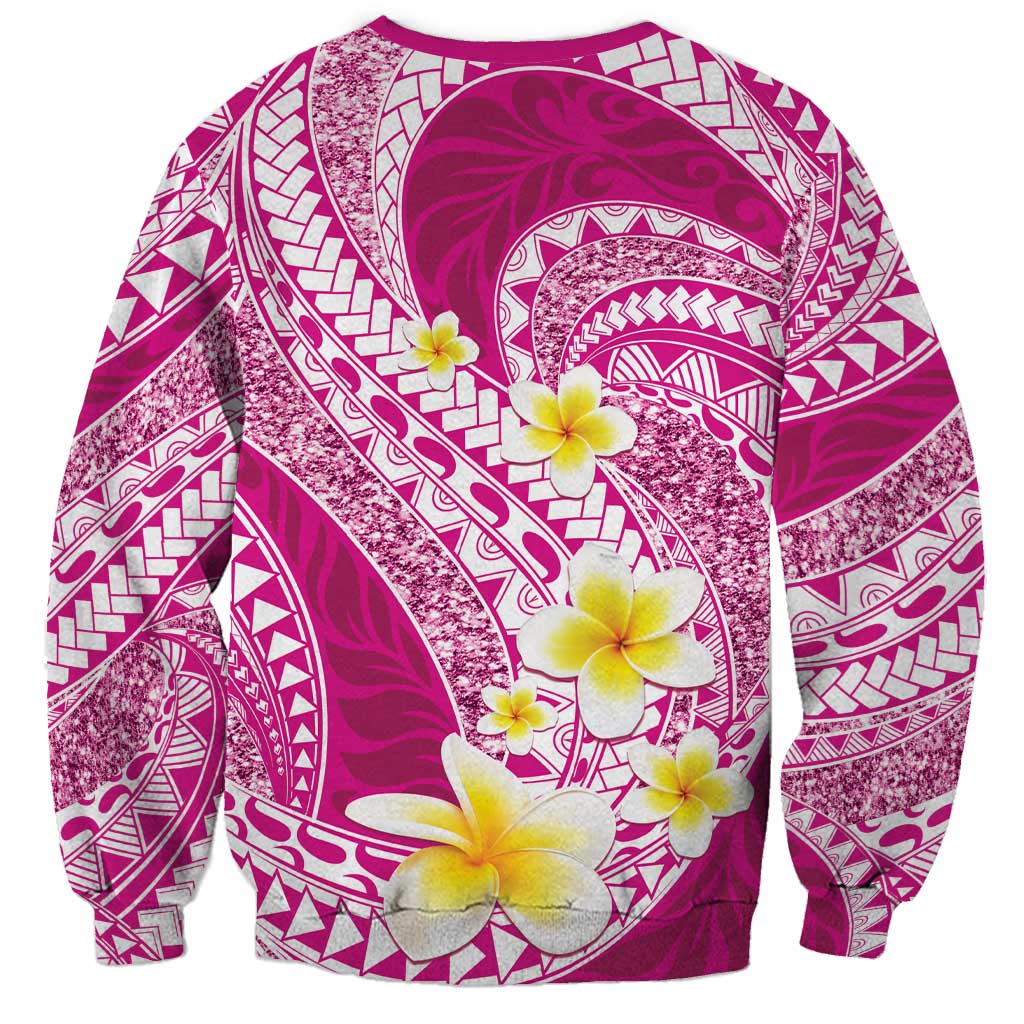 Plumeria Polynesian Pink Glitter Pattern Sweatshirt LT01 - Polynesian Pride