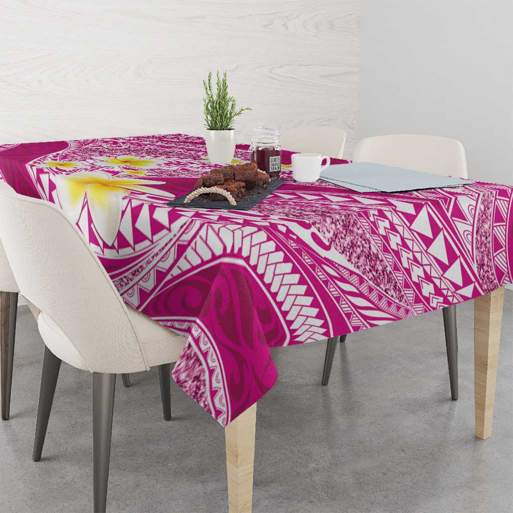Plumeria Polynesian Pink Glitter Pattern Tablecloth LT01 - Polynesian Pride