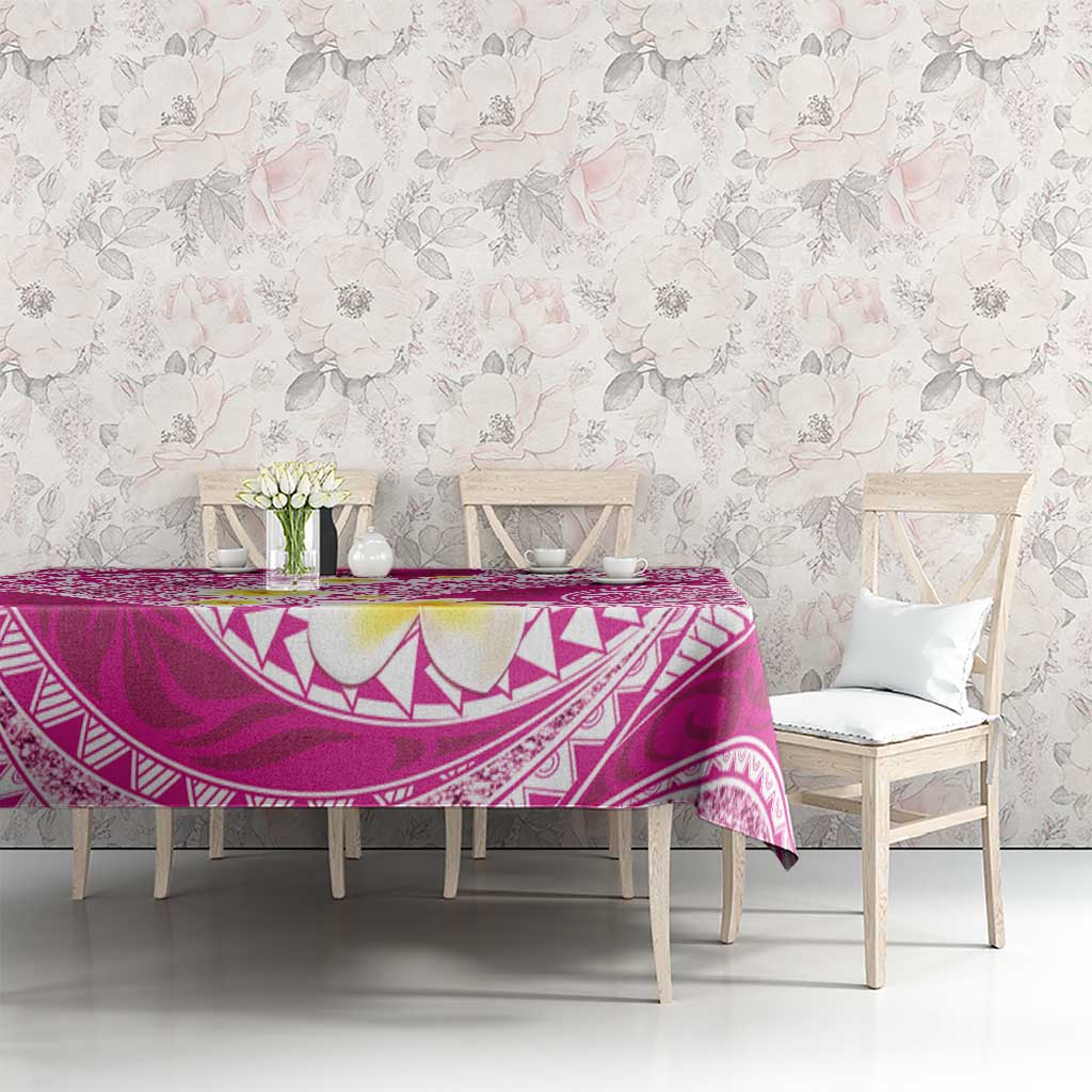 Plumeria Polynesian Pink Glitter Pattern Tablecloth LT01 - Polynesian Pride