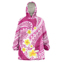 Plumeria Polynesian Pink Glitter Pattern Wearable Blanket Hoodie LT01 One Size Pink - Polynesian Pride